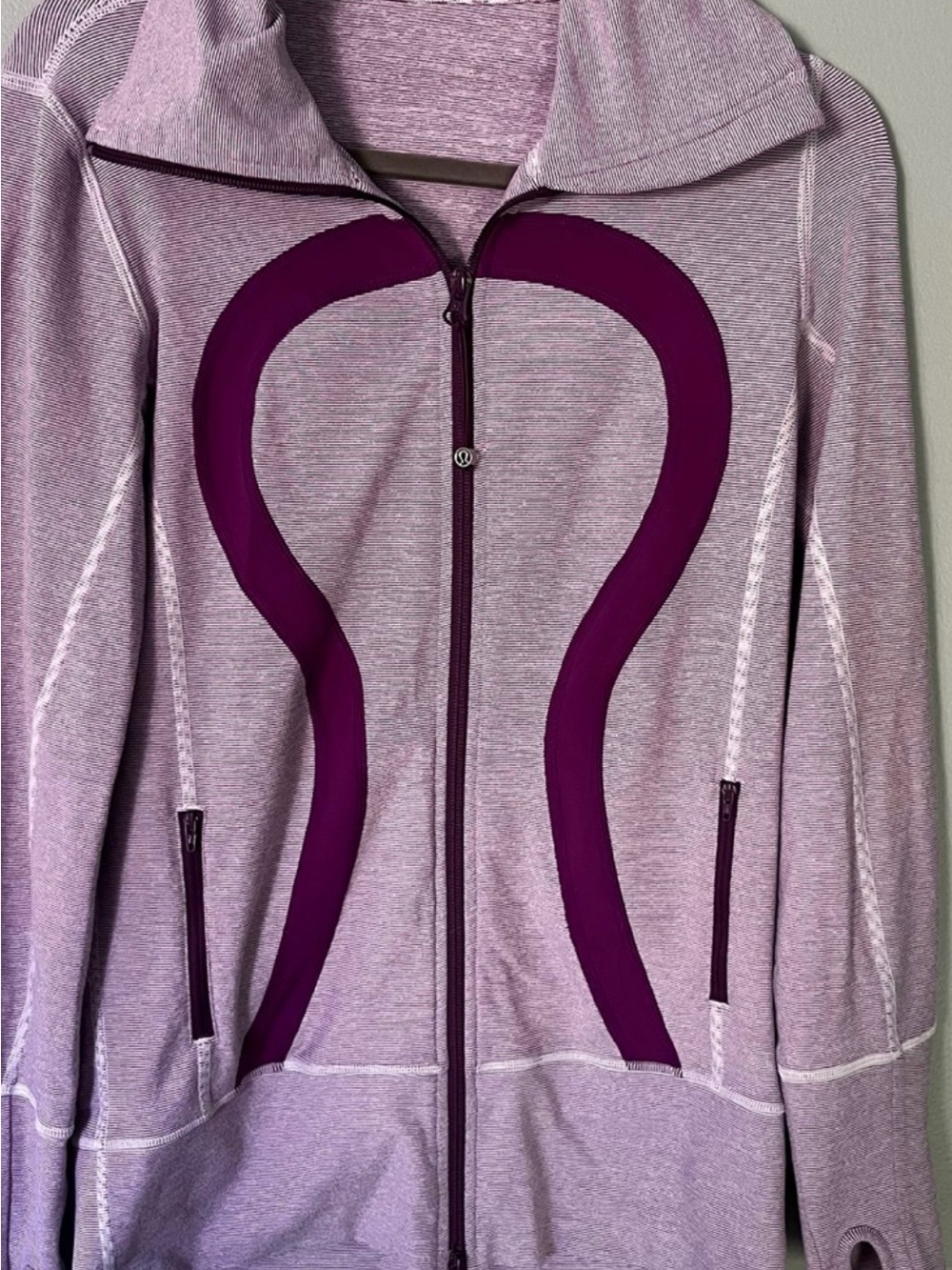 Lululemon In Stride Jacket Heathered Dewberry Plum Microstripe Size 6